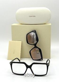 Tom Ford FT5689-B 001 Black / Blue Block / Peach Mirror clip on 54mm TF5689-B