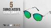 Top 10 Sunglasses Oval Shape 2018 Elegante Golden Frame Bluish Green Mirrored Unisex Oval