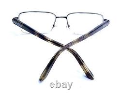 VTG Prada Brown Half Rim Silver Metal Tortoise Rectangle Glasses Italy 52 17 130