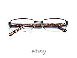 VTG Prada Half Rim Silver Metal Brown Rectangle Glasses Italy VPR64H 51 18 135