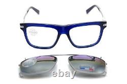 VUARNET CITYLYNX 1404 0003 Square Eyeglasses CLIP ON SUNGLASSES BLUE AR MIRROR