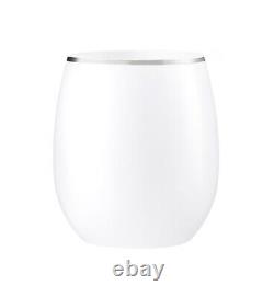 VeZee Stemless Clear Disposable Plastic Wine Goblet Cups 12oz Set For Parties