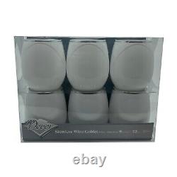 VeZee Stemless Clear Disposable Plastic Wine Goblet Cups 12oz Set For Parties