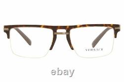 Versace 3269 108 Eyeglasses Men's Dark Havana/Silver Semi Rim Optical Frame 53mm