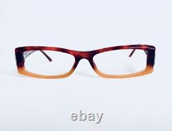 Versace Clear Red Orange Tortoise Rectangular Glasses Crystals Italy 51 15 130