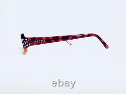 Versace Clear Red Orange Tortoise Rectangular Glasses Crystals Italy 51 15 130