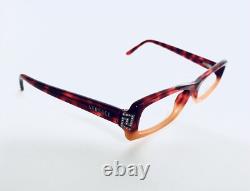 Versace Clear Red Orange Tortoise Rectangular Glasses Crystals Italy 51 15 130