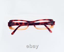 Versace Clear Red Orange Tortoise Rectangular Glasses Crystals Italy 51 15 130