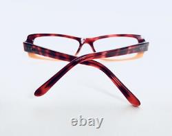 Versace Clear Red Orange Tortoise Rectangular Glasses Crystals Italy 51 15 130