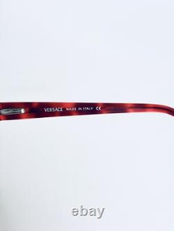 Versace Clear Red Orange Tortoise Rectangular Glasses Crystals Italy 51 15 130