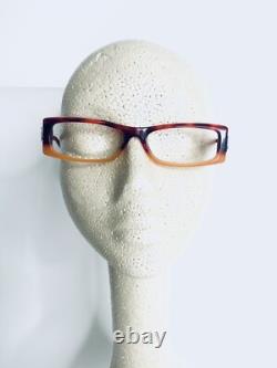 Versace Clear Red Orange Tortoise Rectangular Glasses Crystals Italy 51 15 130