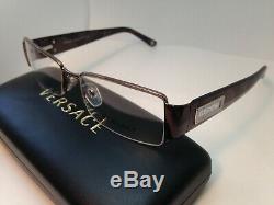 Versace Eyeglass Frames 1140 1013 51-17-135mm Brown Frames Only Half Rim & Case