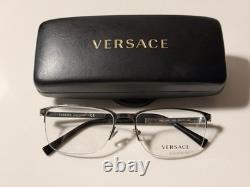 Versace MOD. 1263 1001 Half Rim Rectangular Eyeglass Frames Silver 55-17 140