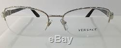 Versace Mod. 1230-B Silver 1000 Metal Semi Rim Eyeglasses Frames 52-17-135 Italy