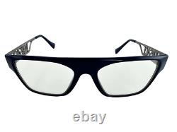Versace NEW Blue Retro Flat Top Frames Silver Mens 55-19-145 Eyeglasses VE3326U