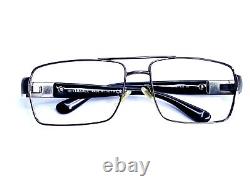 Versace Silver Black Metal Aviator Eyeglasses Italy MOD. 2041 1001/71 60 15 130