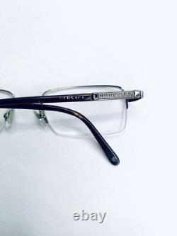 Versace Silver & Brown Half Rim Rectangular Glasses Italy 50 18 135