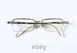 Versace Silver Metal Half Rim Rectangular Frame Glasses Italy MOD 1066 50 18 135