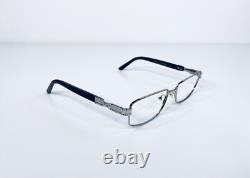 Versace Silver Metal Rectangular Glasses Crystal Medusa Temples Italy 52 18 135