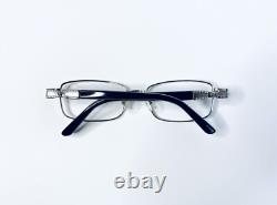 Versace Silver Metal Rectangular Glasses Crystal Medusa Temples Italy 52 18 135