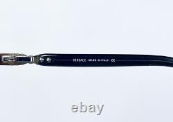 Versace Silver Metal Rectangular Glasses Crystal Medusa Temples Italy 52 18 135