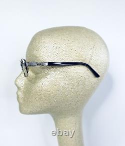 Versace Silver Metal Rectangular Glasses Crystal Medusa Temples Italy 52 18 135