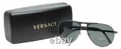Versace VE2164 Unisex Aviator Full Rim Sunglasses Matte Black GunMetal/Grey 60mm