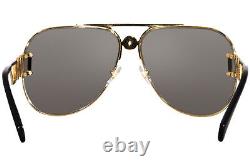 Versace VE2255 1002/6G Sunglasses Gold/Light Grey Mirror Silver Lens Pilot 63mm