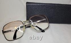 Vintage 80s Men's YSL 61 Yves Saint Laurent Silver Metal Square Eyeglass Frames