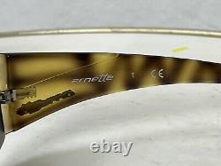 Vintage ARNETTE 90s Sunglasses Silver Metal Rim Tortoise Shell Arms + Case Italy