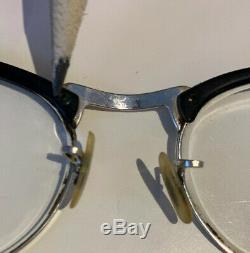 Vintage Bausch Lomb Men's Horn Rimmed Eyeglasses G-Men Black & Silver CUTLASS