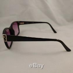 Vintage FENDI Sunglasses F973 Full Rim Plastic Wayfarer Frames Black Silver Case