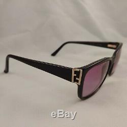 Vintage FENDI Sunglasses F973 Full Rim Plastic Wayfarer Frames Black Silver Case