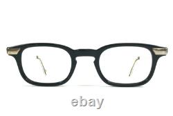 Vintage KONO Eyeglasses Frames Black Polished Silver Full Rim 48-22-140
