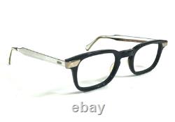 Vintage KONO Eyeglasses Frames Black Polished Silver Full Rim 48-22-140