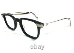 Vintage KONO Eyeglasses Frames Black Polished Silver Full Rim 48-22-140
