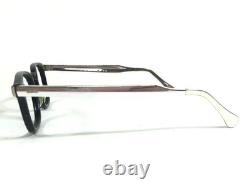 Vintage KONO Eyeglasses Frames Black Polished Silver Full Rim 48-22-140