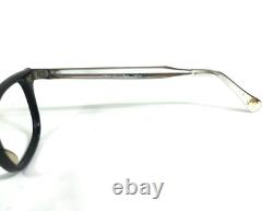 Vintage KONO Eyeglasses Frames Black Polished Silver Full Rim 48-22-140