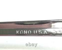 Vintage KONO Eyeglasses Frames Black Polished Silver Full Rim 48-22-140