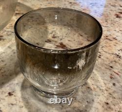Vintage MCM Silver Ombré Punch Bowl with 12 glasses and plastic ladle