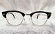 Vintage Men's Horn Rimmed Eyeglasses G-men Glasses Black & Silver Cutlass