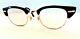 Vintage Men's Horn Rimmed Eyeglasses G-men Glasses Black & Silver Cutlass