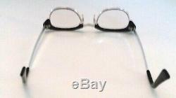 Vintage Men's Horn Rimmed Eyeglasses G-Men Glasses Black & Silver CUTLASS