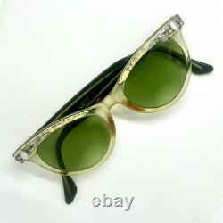 Vintage Silver Clear Cat Eye Floral Eyeglasses Frames Retro