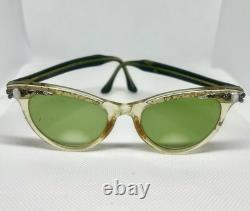 Vintage Silver Clear Cat Eye Floral Eyeglasses Frames Retro
