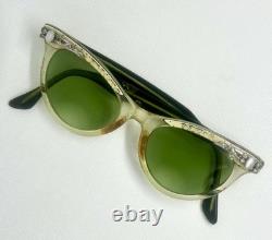 Vintage Silver Clear Cat Eye Floral Eyeglasses Frames Retro