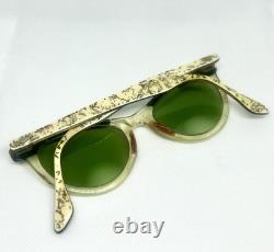 Vintage Silver Clear Cat Eye Floral Eyeglasses Frames Retro