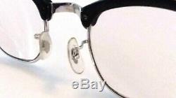 VintageMen's Horn Rimmed Eyeglasses G-Men Glasses Black & Silver CUTLASS