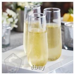 Visions Dynasty 9 oz. Clear Plastic Stemless Champagne Flute with Silver Rim