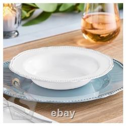 Visions Heirloom 10 oz. White Round Plastic Bowl with Silver Vintage Rim